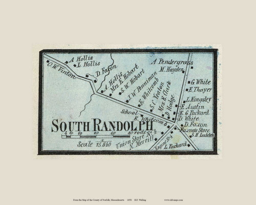 South Randolph Village, Massachusetts 1858 Old Town Map Custom Print - Norfolk Co.