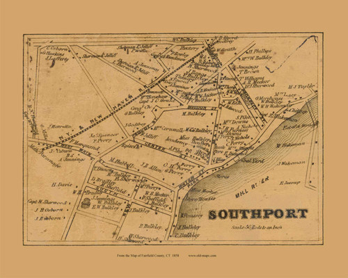 Southport - Fairfield, Connecticut 1858 Fairfield Co. - Old Map Custom Print