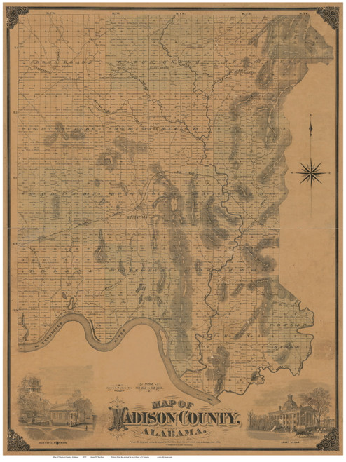 Madison County Alabama 1875 - Old Map Reprint
