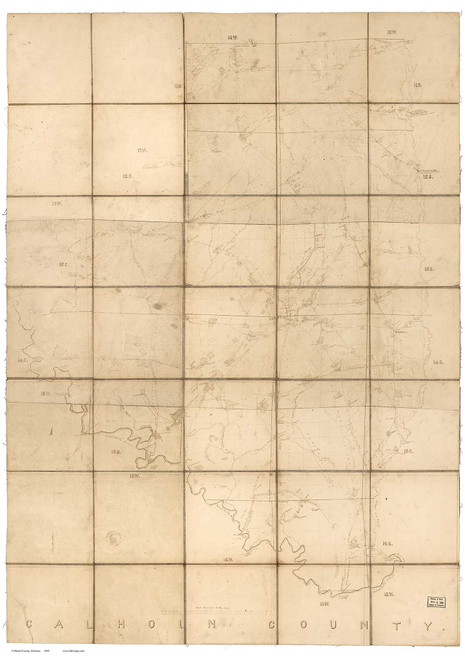 Calhoun County Arkansas 1865 - Old Map Reprint