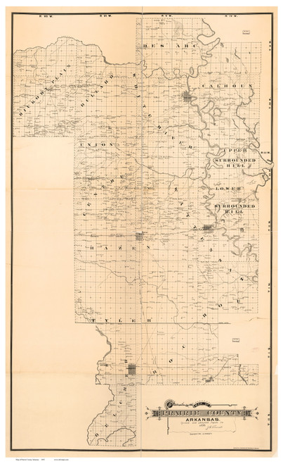Prairie County Arkansas 1892 - Old Map Reprint
