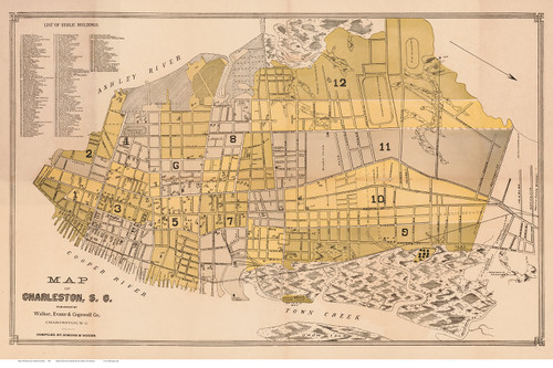 Charleston 1891 Simons & Huger - Old Map Reprint - South Carolina Cities