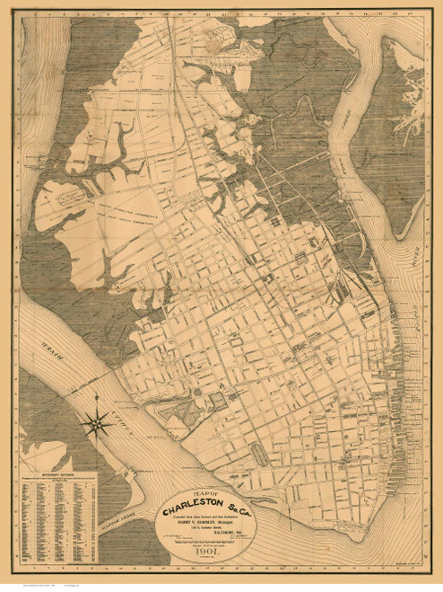 Charleston 1901 Gormley - Old Map Reprint - South Carolina Cities