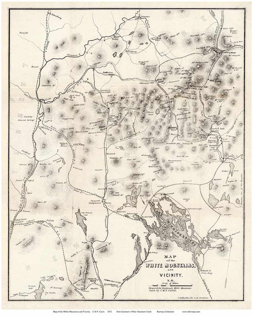 White Mountains 1872 - Cavis - Old Map Custom Print New Hampshire Specials