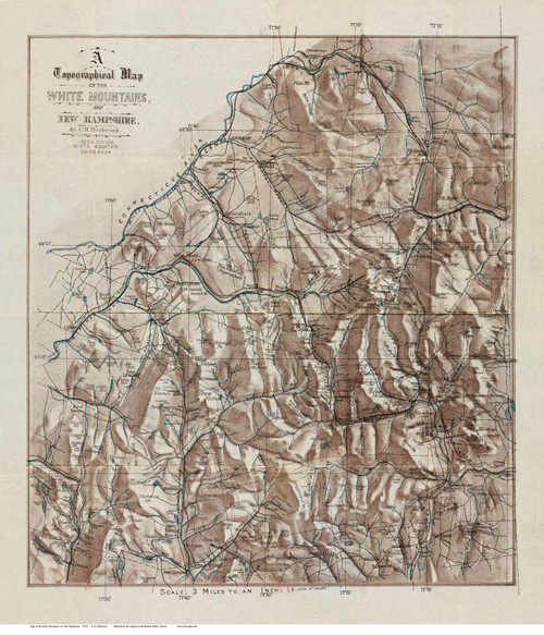 White Mountains 1870 - Hitchcock - Old Map Custom Print New Hampshire Specials
