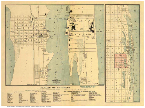 Palm Beach 1907  - Old Map Reprint - Florida Cities
