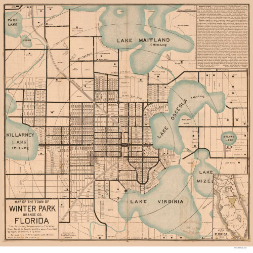 Winter Park 1885  - Old Map Reprint - Florida Cities