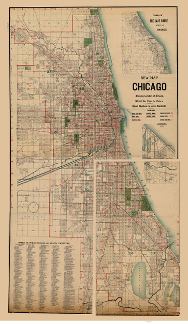 Chicago 1897 Blanchard - Old Map Reprint -  Illinois Cities