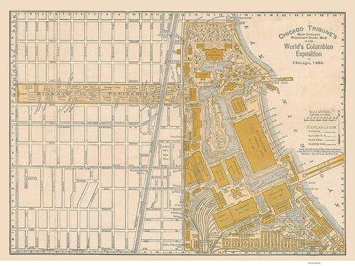 Chicago Columbian Exposition (Miniature) 1893 Rand, McNally  - Old Map Reprint -  Illinois Cities