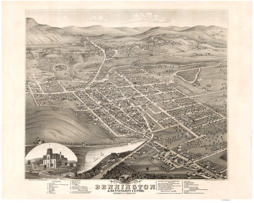 Bennington, Vermont 1877 Bird's Eye View