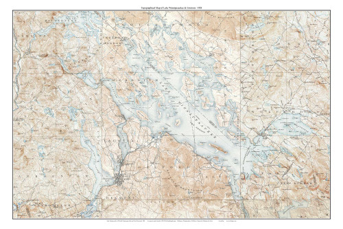Lake Winnipesaukee & Environs 1928 - Custom USGS Old Topo Map - New Hampshire