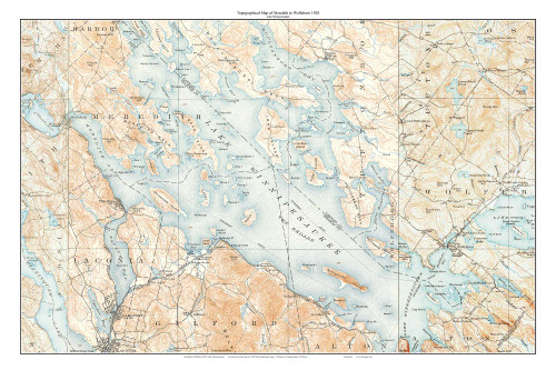 Meredith to Wolfeboro - Lake Winnipesaukee 1928 - Custom USGS Old Topo Map - New Hampshire