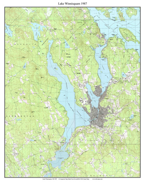 Lake Winnisquam 1987 - Custom USGS Old Topo Map - New Hampshire