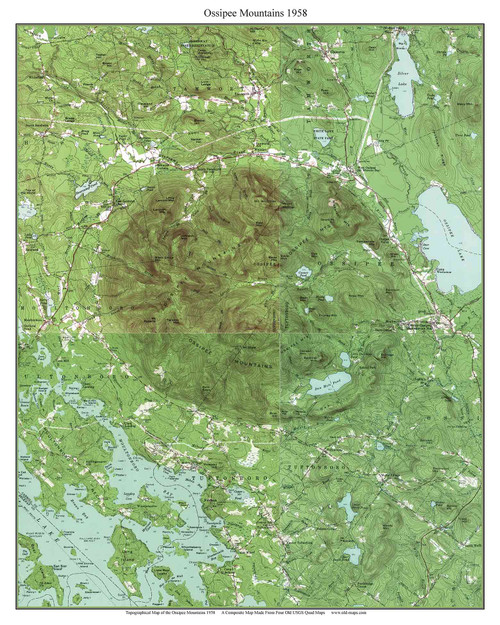 Ossipee Mountains 1958 - Custom USGS Old Topo Map - New Hampshire
