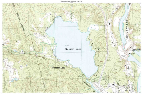 Webster Lake 1987 - Custom USGS Old Topo Map - New Hampshire