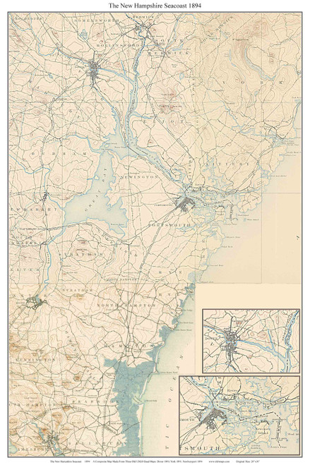NH Seacoast 1894 - Custom USGS Old Topo Map - New Hampshire