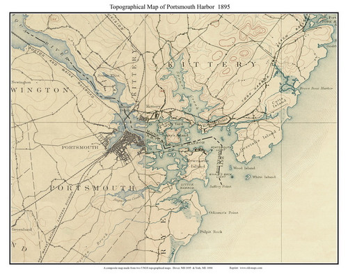 Portsmouth Harbor 1895 - Custom USGS Old Topo Map - New Hampshire