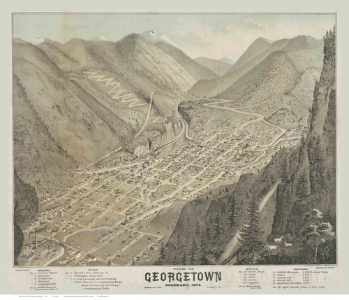 Georgetown, Colorado 1874 Bird's Eye View - DVL