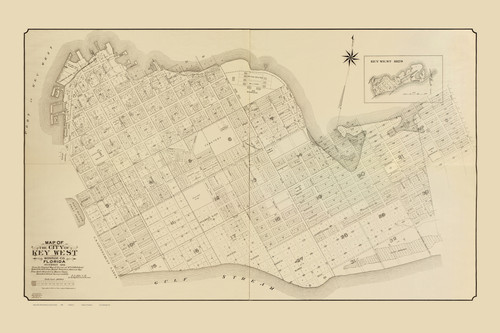Key West  City 1906 - Old Map Reprint - Florida Cities