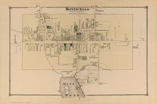 Monticello, New York 1875 - Old Town Map Reprint - Sullivan Co. Atlas