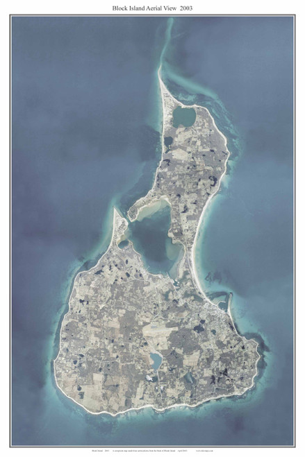 Aerial Photo View of Block Island, 2003-Green - Rhode Island Custom Composite Map Reprint