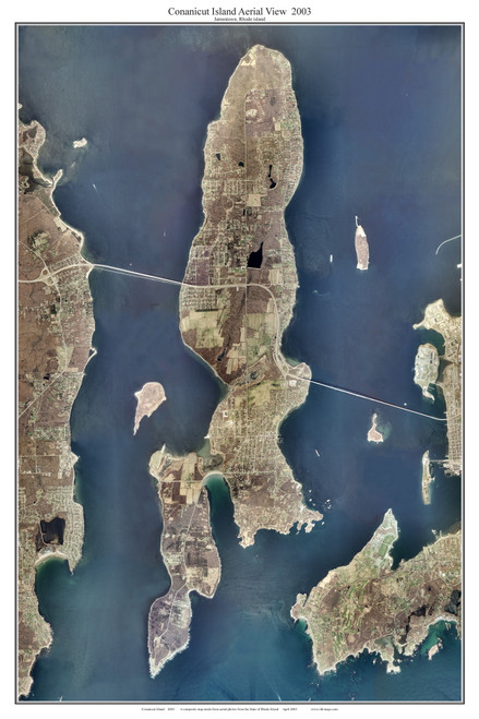Aerial Photo View of Conanicut Island, 2003 - Rhode Island Custom Composite Map Reprint
