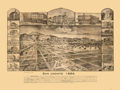 San Jacinto, California 1886 Bird's Eye View