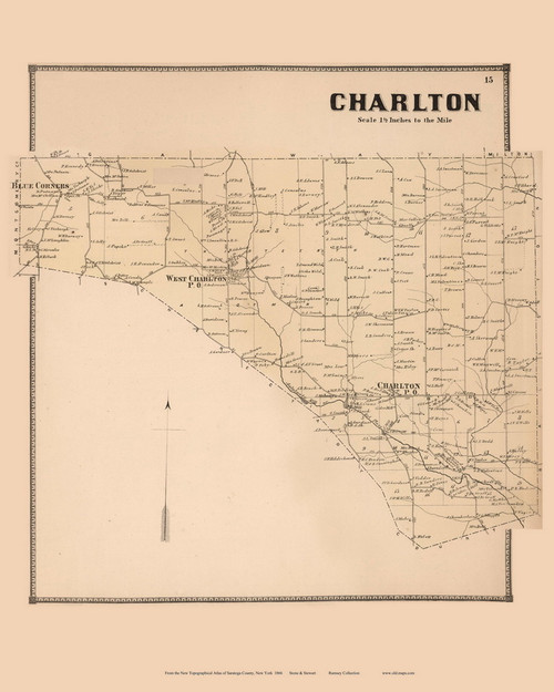 Charlton, New York 1866 - Old Town Map Reprint - Saratoga Co.