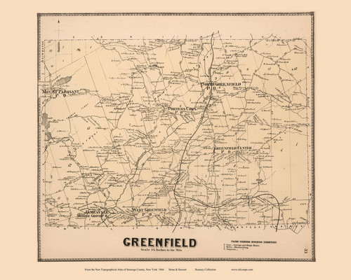 Greenfield, New York 1866 - Old Town Map Reprint - Saratoga Co.