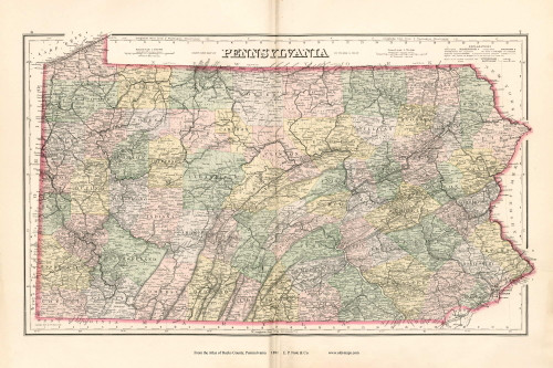 Pennsylvania State Counties 1891, Pennsylvania 1891 - Old Map Reprint - Bucks County