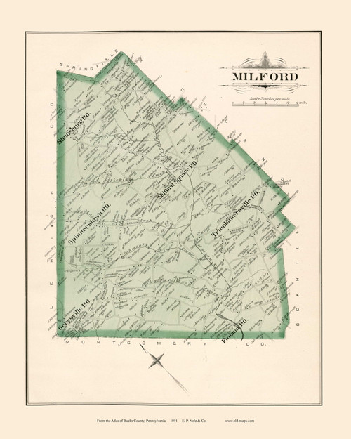 Milford, Pennsylvania 1891 - Old Map Reprint - Bucks County