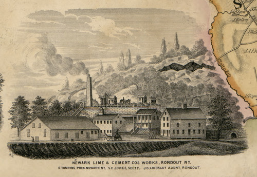 Newark Lime & Cement Cos. Works, New York 1853 Old Town Map Custom Print - Ulster Co.
