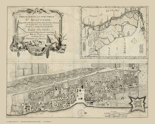 St Augustine 1764  - Old Map Reprint - Florida Cities