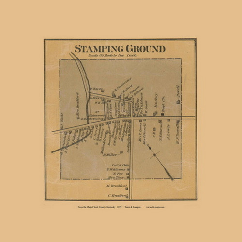 Stamping Ground Village - Precinct 3 - Scott County, Kentucky 1879 Old Town Map Custom Print - Scott Co.