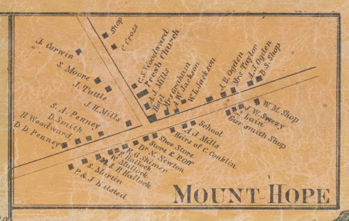Mount Hope Village, New York 1859 Old Town Map Custom Print with Homeowner Names - Orange Co.