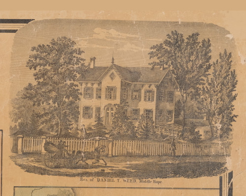 Weed Residence, Middle Hope New York 1859 Old Town Map Custom Print with Homeowner Names - Orange Co.