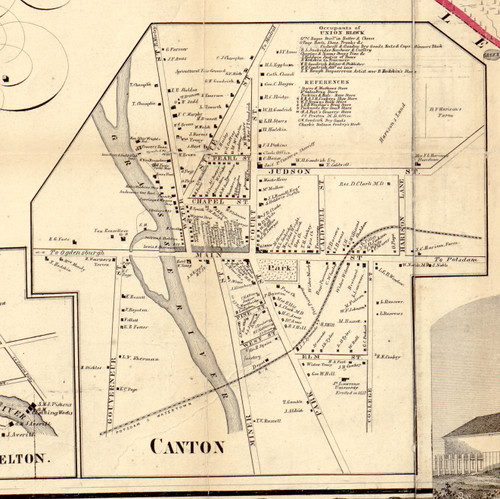Canton Village, New York 1858 Old Town Map Custom Print - St. Lawrence Co.