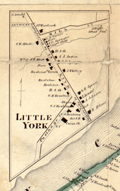 Little York, New York 1858 Old Town Map Custom Print - St. Lawrence Co.
