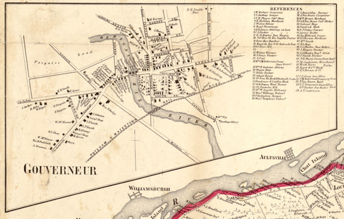 Gouverneur Village, New York 1858 Old Town Map Custom Print - St. Lawrence Co.