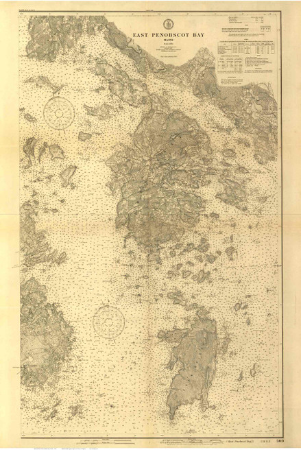East Penobscot Bay, Maine 1910 - Old Map Reprint - Maine Coastline