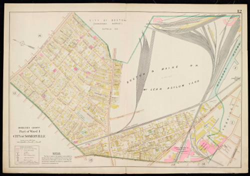 Plate 12, Somerville - part of Ward 1, 1900 - Old Street Map Reprint - Middlesex Co. Atlas Vol.1 - Cambridge Area