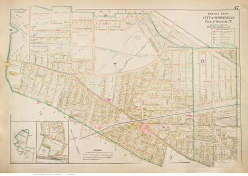 Plate 17, Somerville - parts of Wards 6 and 7, 1900 - Old Street Map Reprint - Middlesex Co. Atlas Vol.1 - Cambridge Area