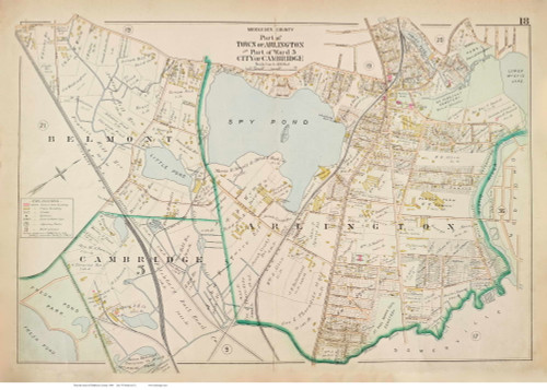 Plate 18, Part of Arlington and Cambridge - part of Ward 5, 1900 - Old Street Map Reprint - Middlesex Co. Atlas Vol.1 - Cambridge Area