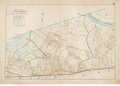 Plate 41, Newton - parts of Wards 2, 3 and 4, 1900 - Old Street Map Reprint - Middlesex Co. Atlas Vol.1 - Cambridge Area