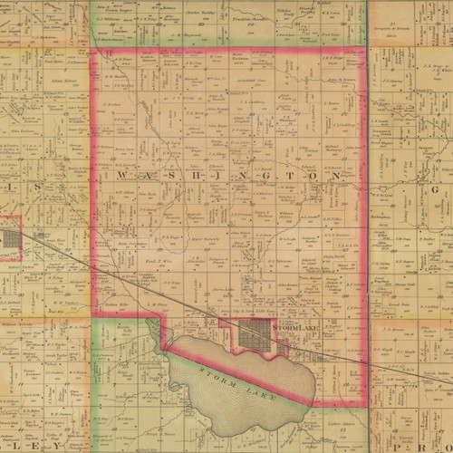 Washington, Iowa 1884 Old Town Map Custom Print - Buena Vista Co.