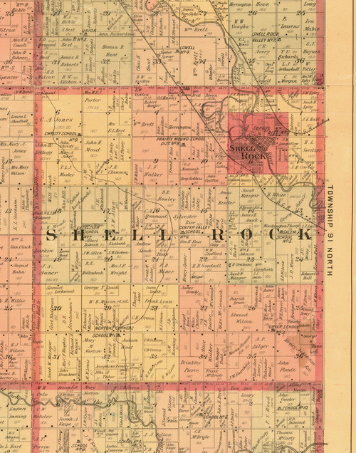 Shell Rock, Iowa 1897 Old Town Map Custom Print - Butler Co.
