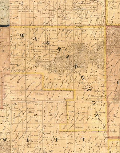 Washington, Iowa 1865 Old Town Map Custom Print - Clinton Co.