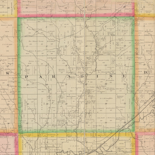 Paradise, Iowa 1883 Old Town Map Custom Print - Crawford Co.