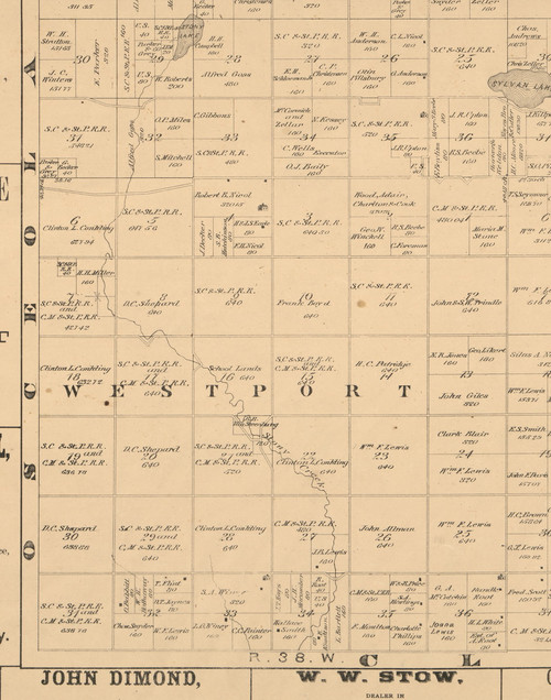 Westport, Iowa 1883 Old Town Map Custom Print - Dickinson Co.