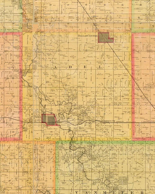 Adel, Iowa 1883 Old Town Map Custom Print - Dallas Co.